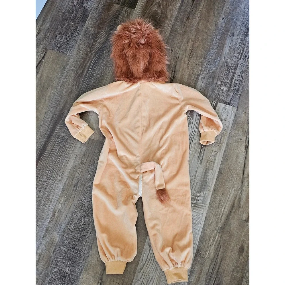 Spooktacular Creations Lion Hooded Jumpsuit Toddler 3T Halloween Costume Tan
